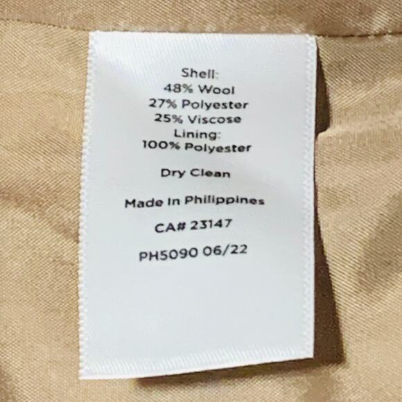 TALBOTS Petite 16P Wool Blend Checked Blazer Tan Teal 2 Metal Button Front - Picture 6 of 7